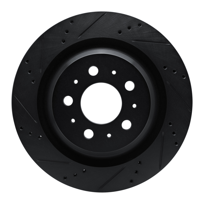 Tesla Model 3 Brake Rotor (1) - Rear Left - R1 Concepts - Drilled & Slotted - Black - `17-`25